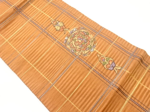 JAPANESE NAGOYA OBI / WOVEN FLOWER CREST